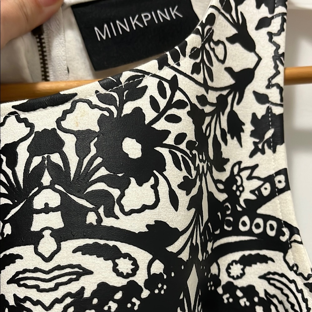 MINKPINK Monochrome Floral Pattern Dress